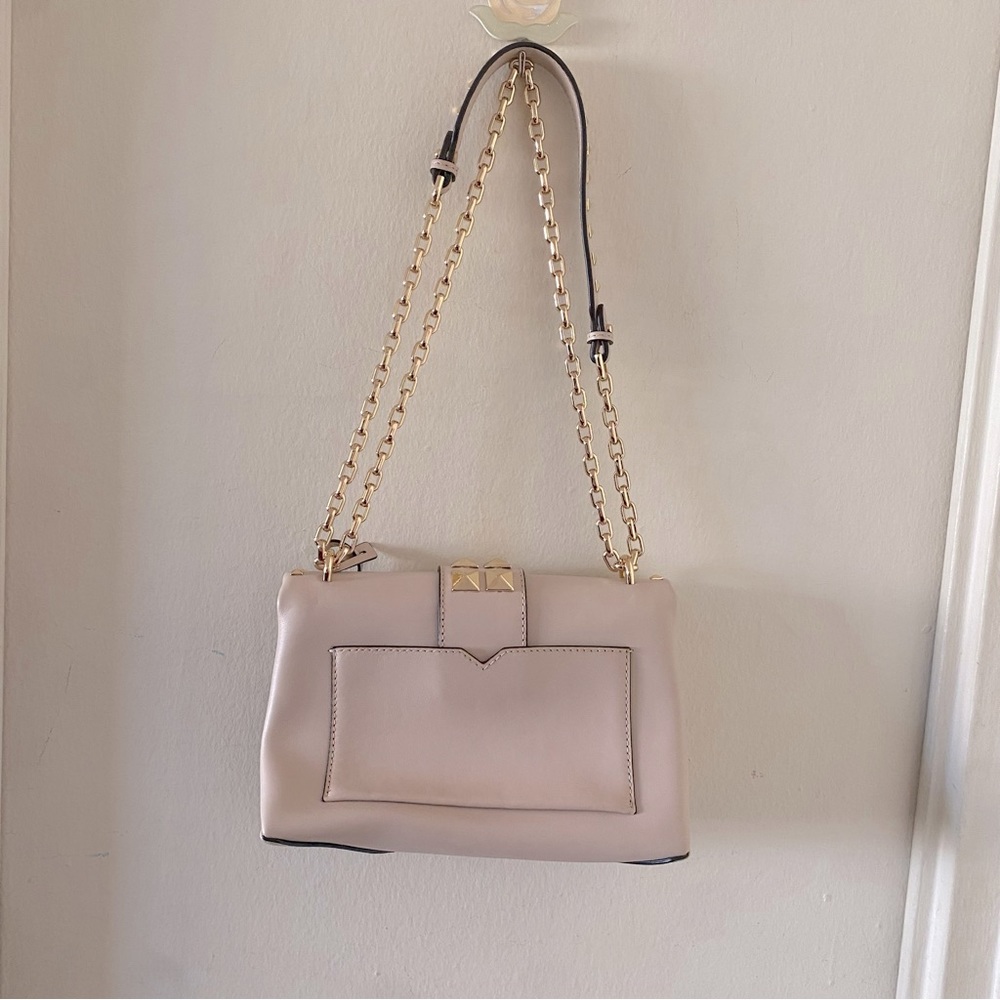 Michael Kors CeCe Pale Pink Flap Handbag w Gold Tone Studs & Studded Chain - Picture 4 of 9